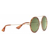 Gucci - Occhiali da Sole Rotondi - Tartarugato Chiaro Lenti Verdi - Gucci Eyewear