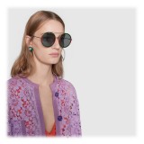 Gucci - Round Frame Metal Sunglasses - Green - Gucci Eyewear