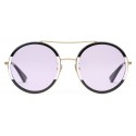 Gucci - Occhiali da Sole Rotondi  - Nero e Avorio con Lenti Viola Chiaro - Gucci Eyewear