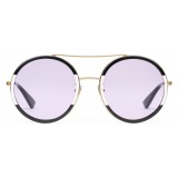 Gucci - Round Frame Metal Sunglasses - Black and Ivory - Gucci Eyewear