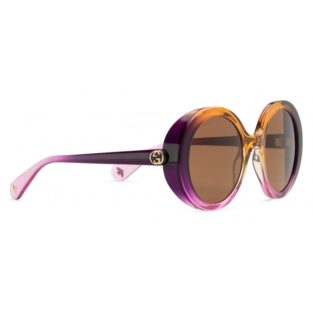 Gucci - Round Frame Acetate Sunglasses - Yellow and Pink Shadow Effect - Gucci Eyewear - Avvenice