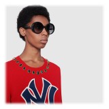 Gucci - Occhiali da Sole Rotondi in Acetato - Acetato Nero Lucido - Gucci Eyewear