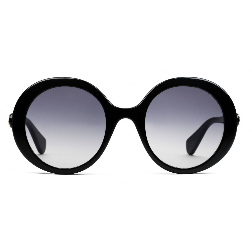 Gucci - Round Frame Acetate Sunglasses - Lucid Black Acetate - Eyewear - Avvenice