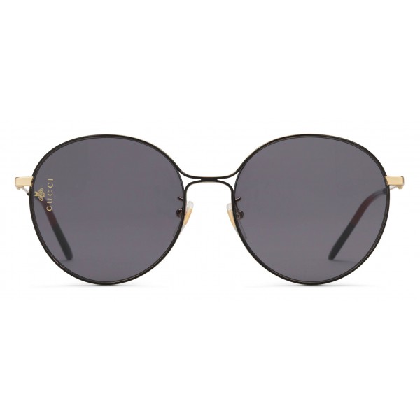 Gucci - Aviator Metal Sunglasses - Black Metal with Gold Details - Gucci Eyewear