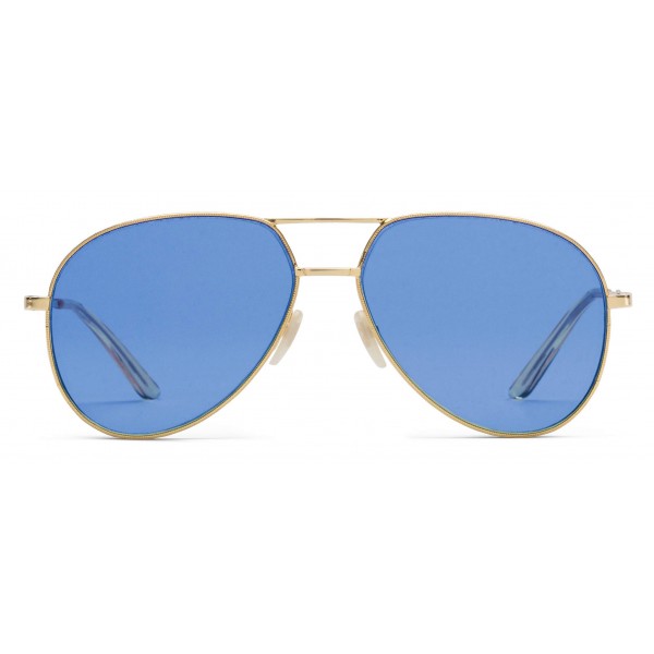 Gucci - Aviator Metal Sunglasses - Gold  with Yellow Detail - Gucci Eyewear