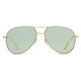 Gucci - Aviator Metal Sunglasses - Gold  with Transparent Yellow Detail - Gucci Eyewear