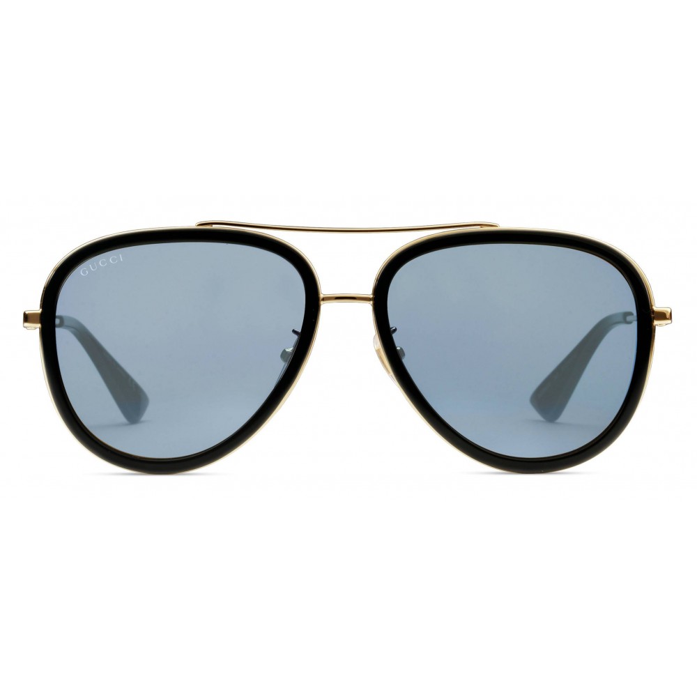 Gucci - Acetate Sunglasses - Gold Metal with Black Frame - Gucci Eyewear - Avvenice