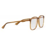 Gucci - Square Frame Acetate Glasses - Transparent Amber Acetate - Gucci Eyewear