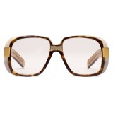 Gucci - Oversize Round Frame Acetate Glasses - Transparent Olive Acetate - Gucci Eyewear