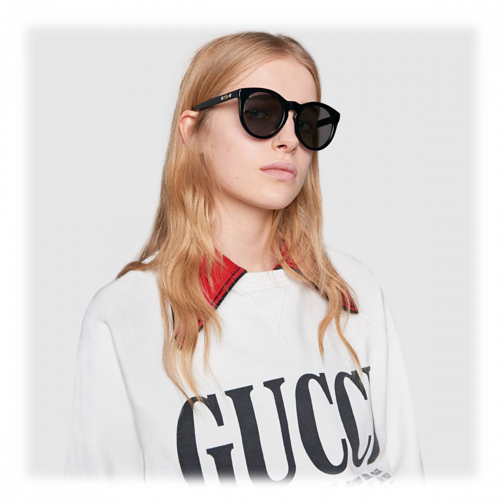 Gucci - Round Acetate Sunglasses - Black Crystal Stars - Gucci Eyewear