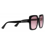 Gucci - Occhiali da Sole Rettangolari in Acetato - Nero Lucido - Gucci Eyewear