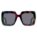 Gucci - Acetate Square Sunglasses with Glitter - Rainbow Glitter