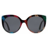 Gucci - Occhiali da Sole Cat Eye in Acetato Glitter - Acetato Nero con Glitter Arcobaleno - Gucci Eyewear