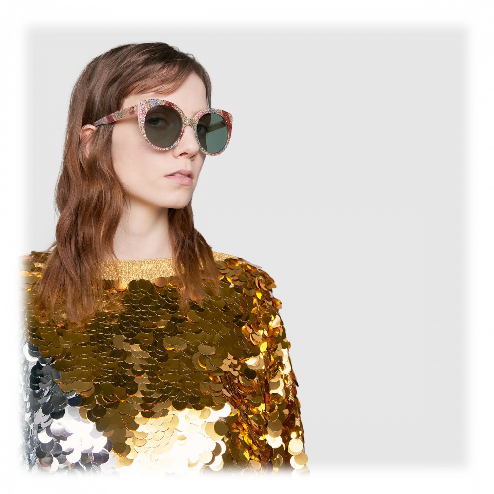 Gucci - Cat Eye Sunglasses in Glitter Acetate - Light Ivory