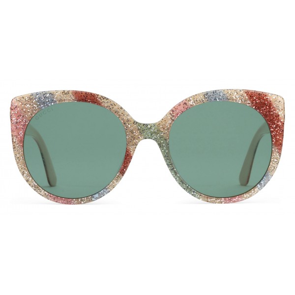 Gucci - Cat Eye Sunglasses in Glitter Acetate - Light Ivory Acetate - Gucci Eyewear