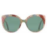 Gucci - Cat Eye Sunglasses in Glitter Acetate - Light Ivory Acetate - Gucci Eyewear