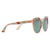 Gucci - Cat Eye Sunglasses in Glitter Acetate - Light Ivory Acetate - Gucci Eyewear