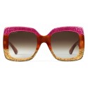 Gucci - Occhiali da Sole Quadrati in Acetato - Acetato Rosa Glitter - Gucci Eyewear