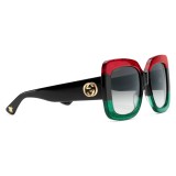 Gucci - Occhiali da Sole Quadrati in Acetato - Verde Nero e Rosso con Glitter - Gucci Eyewear