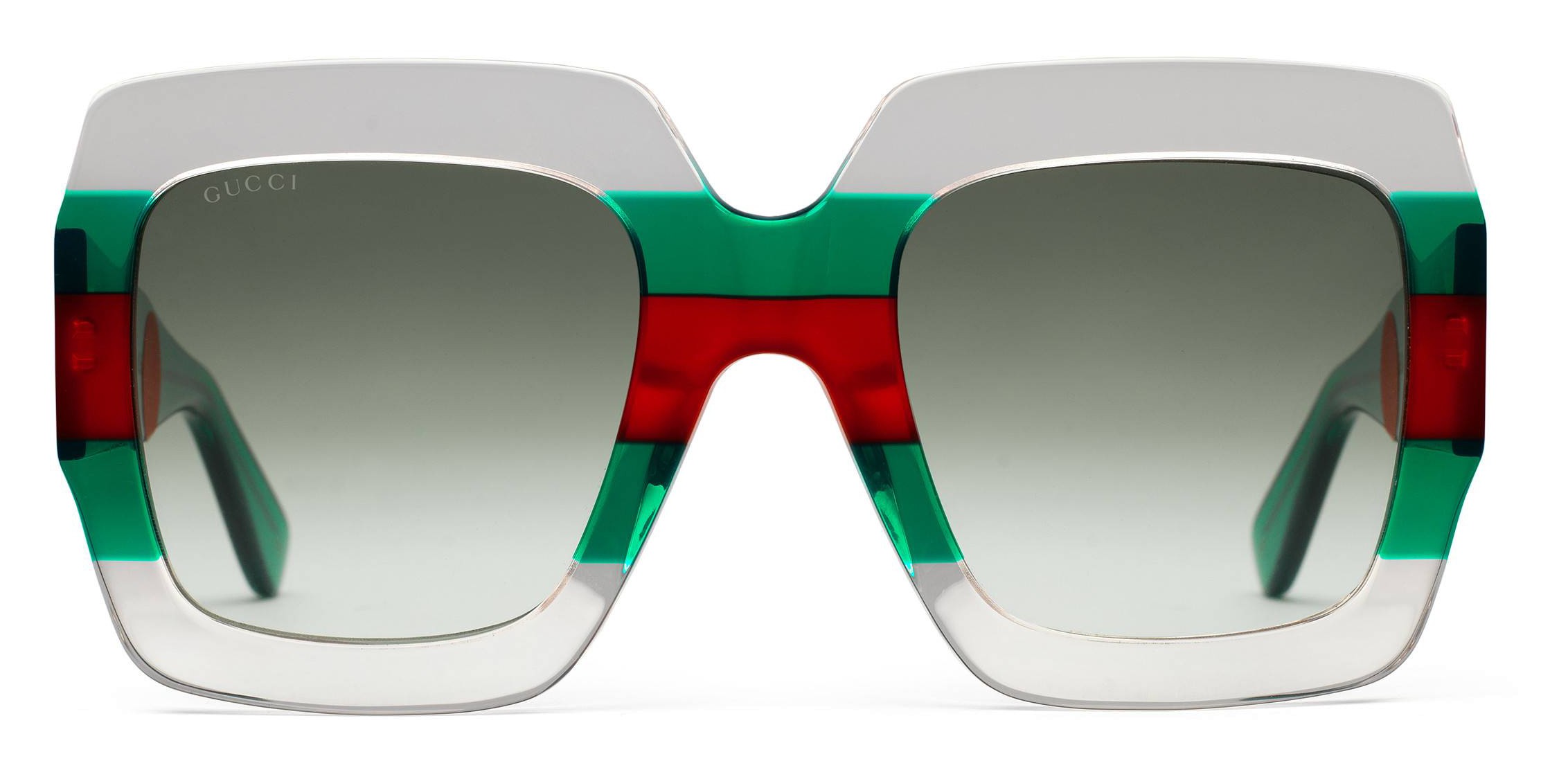 Gucci - Square Acetate Sunglasses - Transparent Acetate with Green and Red  Web Detail - Gucci Eyewear - Avvenice