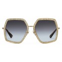 Gucci - Oversized Square Metal Sunglasses - Gold with Gold Acetate and Glitter - Gucci Eyewear
