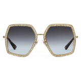 Gucci - Occhiali da Sole Quadrati Oversize in Metallo - Oro con Acetato Oro e Glitter - Gucci Eyewear
