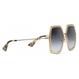 Gucci - Occhiali da Sole Quadrati Oversize in Metallo - Oro con Acetato Oro e Glitter - Gucci Eyewear