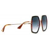 Gucci - Occhiali da Sole Quadrati Oversize in Metallo - Color Oro con Acetato Verde e Rosso Glitter - Gucci Eyewear