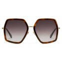 Gucci - Occhiali da Sole Quadrati Oversize in Metallo - Color Oro con Acetato Tartarugato - Gucci Eyewear