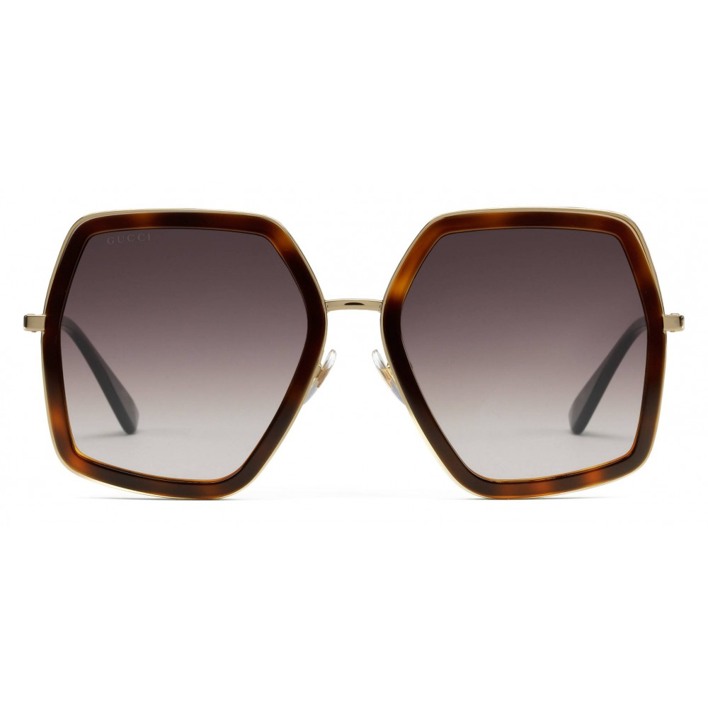 Gucci - Oversized Square Sunglasses in Metal - Gold Coloured with Turtle  Acetate - Gucci Eyewear - Avvenice