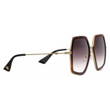 Gucci - Oversized Square Sunglasses in Metal - Gold Coloured with Turtle Acetate - Gucci Eyewear