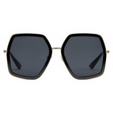 Gucci -  Occhiali da Sole Quadrati Oversize Rettangolari in Metallo - Color Oro con Acetato Nero - Gucci Eyewear