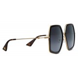 Gucci -  Occhiali da Sole Quadrati Oversize Rettangolari in Metallo - Color Oro con Acetato Nero - Gucci Eyewear