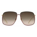Gucci - Rectangular Metal Sunglasses - Green and Red with Gold Color Detail - Gucci Eyewear