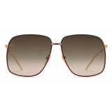 Gucci - Rectangular Metal Sunglasses - Green and Red with Gold Color Detail - Gucci Eyewear