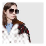 Gucci - Occhiali da Sole Rettangolari in Metallo - Nero con Dettaglio Color Oro - Gucci Eyewear
