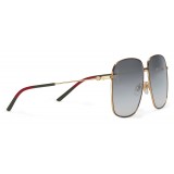 Gucci - Occhiali da Sole Rettangolari in Metallo - Nero con Dettaglio Color Oro - Gucci Eyewear