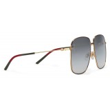 Gucci - Rectangular Metal Sunglasses - Black with Gold Color Detail - Gucci Eyewear