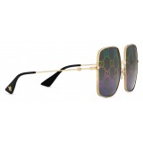 Gucci - Rectangular Metal Sunglasses - Shiny Gold Color with White Bridge Detail - Gucci Eyewear