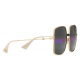 Gucci - Occhiali da Sole Rettangolari in Metallo - Color Oro Lucido con Dettaglio Nero sul Ponte - Gucci Eyewear