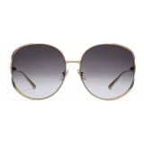 Gucci - Occhiali da Sole Rotondi in Metallo - Oro con Dettaglio Forcella e Dettaglio Web in Smalto - Gucci Eyewear