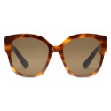 Gucci - Acetate Square Sunglasses with Web Detail - Acetate Turtle - Gucci Eyewear