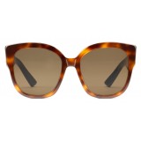 Gucci - Acetate Square Sunglasses with Web Detail - Acetate Turtle - Gucci Eyewear
