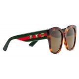 Gucci - Acetate Square Sunglasses with Web Detail - Acetate Turtle - Gucci Eyewear