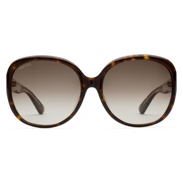 Gucci - Oversized Round Sunglasses in Acetate - Dark Turtle Acetate - Gucci Eyewear