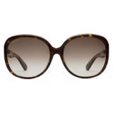 Gucci - Oversized Round Sunglasses in Acetate - Dark Turtle Acetate - Gucci Eyewear