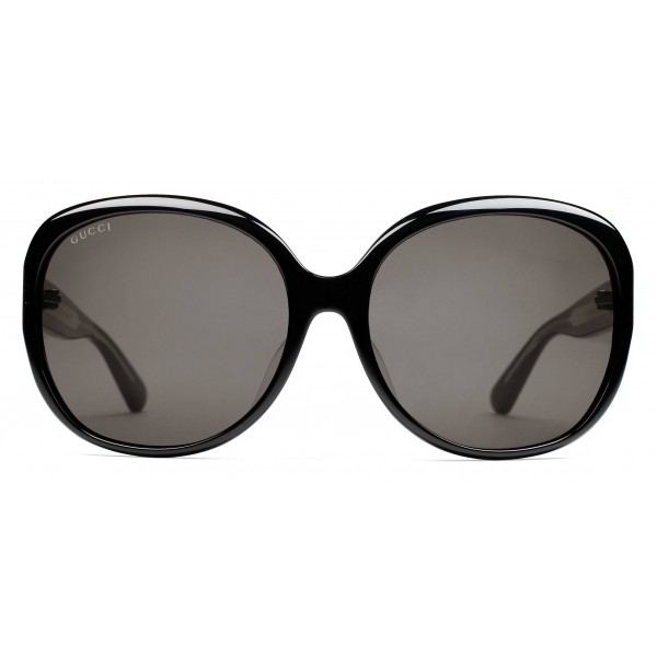 Gucci - Oversized Round Sunglasses in Acetate - Black Acetate - Gucci Eyewear