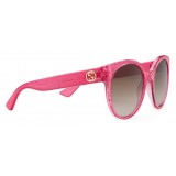 Gucci - Round Acetate Sunglasses - Fuchsia Glitter Acetate - Gucci Eyewear