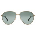 Gucci - Aviator Glasses with Web Detail - Metal Color Gold Grey Lenses - Gucci Eyewear