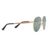 Gucci - Aviator Glasses with Web Detail - Metal Color Gold Grey Lenses - Gucci Eyewear